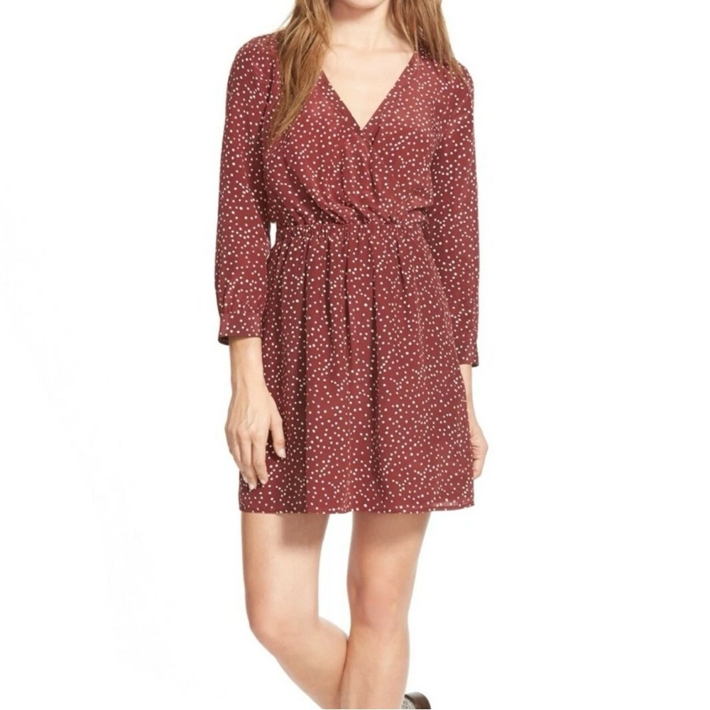Madewell Silk Burgundy Polka‎ Dot Mini Dress Women size 2